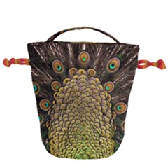 Peacock Feathers Wheel Plumage Drawstring Bucket Bag by Ket1n9