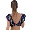 Alien Surface Pattern Plunge Frill Sleeve Bikini Top View2