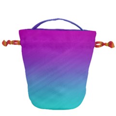 Background Pink Blue Gradient Drawstring Bucket Bag by Ket1n9