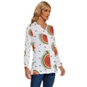 Seamless Background Pattern-with-watermelon Slices Long Sleeve Drawstring Hooded Top View3