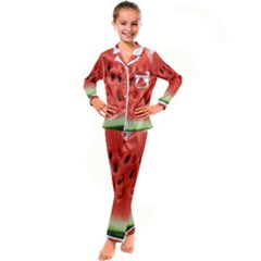 Seamless Background With Watermelon Slices Kids  Satin Long Sleeve Pajamas Set by Ket1n9
