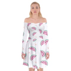 Fresh Watermelon Slices Texture Off Shoulder Skater Dress by Ket1n9
