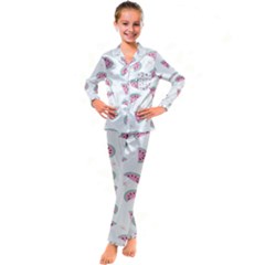 Fresh Watermelon Slices Texture Kids  Satin Long Sleeve Pajamas Set by Ket1n9
