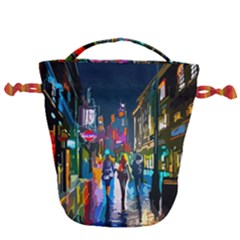 Abstract Vibrant Colour Cityscape Drawstring Bucket Bag by Ket1n9