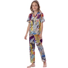 Graffiti Mural Street Art Painting Kids  Satin Short Sleeve Pajamas Set by Ket1n9