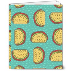 Taco Drawing Background Mexican Fast Food Pattern 8  X 10  Hardcover Notebook by Ket1n9