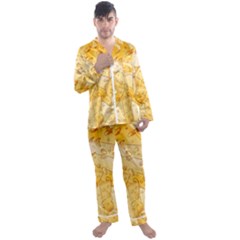 Cheese Slices Seamless Pattern Cartoon Style Men s Long Sleeve Satin Pajamas Set by Ket1n9