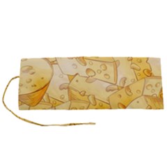 Cheese Slices Seamless Pattern Cartoon Style Roll Up Canvas Pencil Holder (s) by Ket1n9