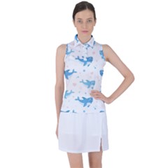 Seamless Pattern With Cute Sharks Hearts Women s Sleeveless Polo T-shirt by Ket1n9