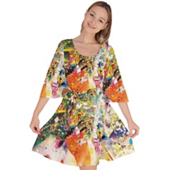 Multicolor Anime Colors Colorful Velour Kimono Dress by Ket1n9