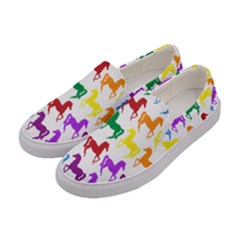 Colorful Horse Background Wallpaper Women s Canvas Slip Ons by Hannah976