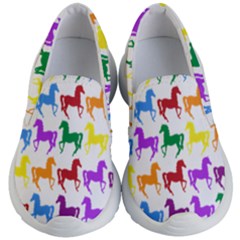 Colorful Horse Background Wallpaper Kids Lightweight Slip Ons by Hannah976