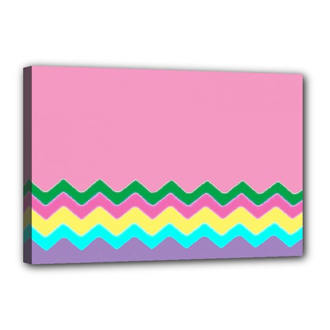 Easter Chevron Pattern Stripes Canvas 18  X 12  (stretched) by Hannah976
