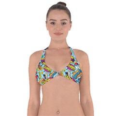 Comic Elements Colorful Seamless Pattern Halter Neck Bikini Top by Hannah976