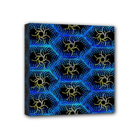 Blue Bee Hive Pattern Mini Canvas 4  X 4  (stretched) by Hannah976