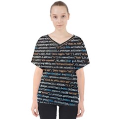 Close Up Code Coding Computer V-neck Dolman Drape Top by Hannah976