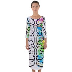 Brain Mind Psychology Idea Drawing Quarter Sleeve Midi Bodycon Dress by Ndabl3x
