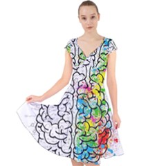 Brain Mind Psychology Idea Drawing Cap Sleeve Front Wrap Midi Dress by Ndabl3x