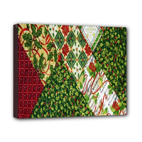 Christmas Quilt Background Canvas 10  X 8  (stretched) by Ndabl3x