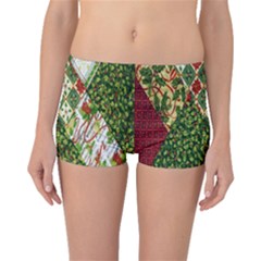 Christmas Quilt Background Boyleg Bikini Bottoms by Ndabl3x