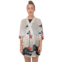 Japanese Nature Spring Garden Half Sleeve Chiffon Kimono by Ndabl3x