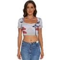 Japanese Nature Spring Garden Short Sleeve Square Neckline Crop Top  View1