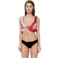 Christmas New Year Snowflake Deer Low Cut Ruffle Edge Bikini Top by Ndabl3x