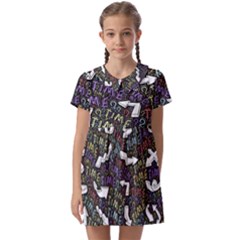 Time Nonlinear Curved Undirected Kids  Asymmetric Collar Dress by Paksenen