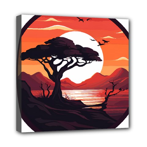 Tree Lake Bird Mini Canvas 8  X 8  (stretched) by Bedest
