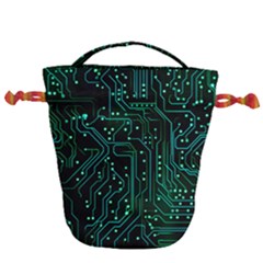 Circuits Circuit Board Green Drawstring Bucket Bag by Ndabl3x