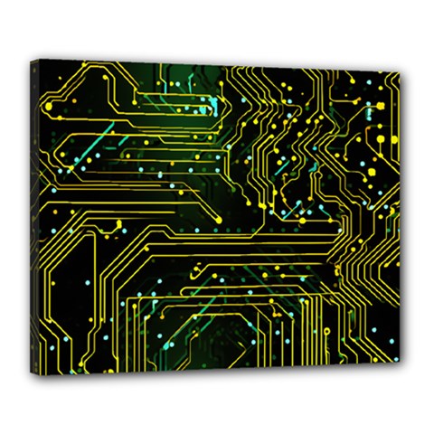 Circuits Circuit Board Yelow Canvas 20  X 16  (stretched) by Ndabl3x