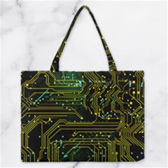 Circuits Circuit Board Yelow Zipper Medium Tote Bag by Ndabl3x