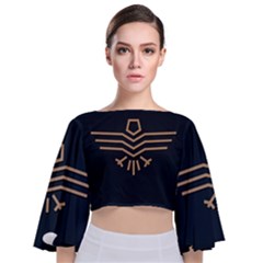 Eagle Bird Tie Back Butterfly Sleeve Chiffon Top by Cendanart