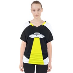 Ufo Flying Saucer Extraterrestrial V-neck Dolman Drape Top by Cendanart