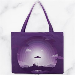 Ufo Illustration Style Minimalism Silhouette Mini Tote Bag by Cendanart