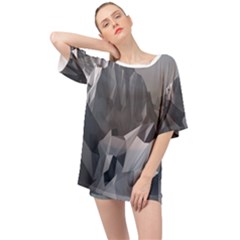 Gray Mountain Illustration Grey Mountain Digital Oversized Chiffon Top by Cendanart