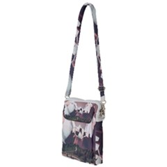 White And Brown Mountain Illustration Digital Art Multi Function Travel Bag by Cendanart