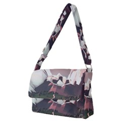 White And Brown Mountain Illustration Digital Art Full Print Messenger Bag (m) by Cendanart