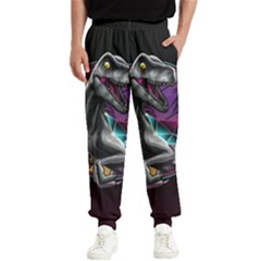 Style Dinosaur  80s Synth Retrowave Men s Elastic Waist Pants by Cendanart
