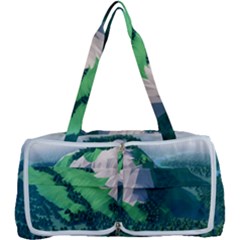 Green And White Polygonal Mountain Multi Function Bag by Cendanart