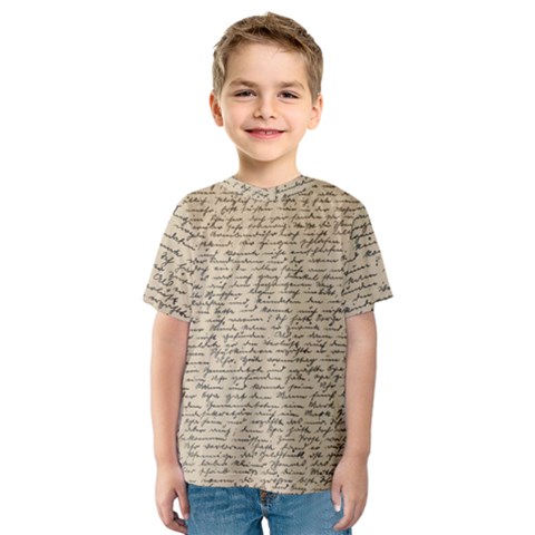 Close Up Photo Of Black Text Old Handwriting Leave Old Script Kids  Sport Mesh T-shirt by Cendanart