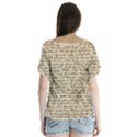 Close Up Photo Of Black Text Old Handwriting Leave Old Script V-Neck Flutter Sleeve Top View2