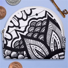 Flower Mandala Pattern Doodle Horseshoe Style Canvas Pouch by Bedest
