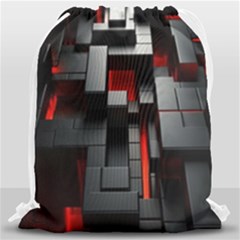 3d Back Red Abstract Pattern Drawstring Bag (large) by Grandong