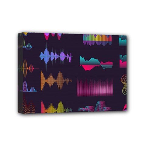 Colorful Sound Wave Set Mini Canvas 7  X 5  (stretched) by Bedest