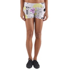Graphic Design Geometric Background Yoga Shorts by Bedest