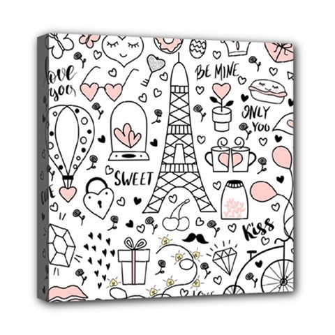 Big Collection With Hand Drawn Objects Valentines Day Mini Canvas 8  X 8  (stretched) by Bedest