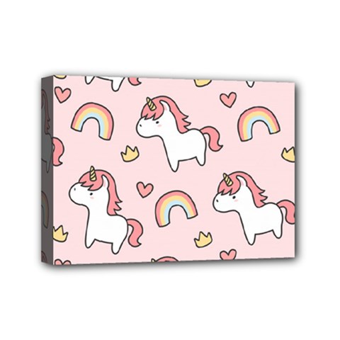 Cute Unicorn Rainbow Seamless Pattern Background Mini Canvas 7  X 5  (stretched) by Bedest