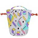 Tridimensional Pastel Shapes Background Memphis Style Drawstring Bucket Bag View1