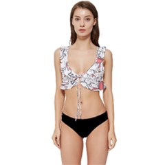 Cute Cat Chef Cooking Seamless Pattern Cartoon Low Cut Ruffle Edge Bikini Top by Bedest